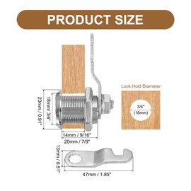 PATIKIL Cabinet Locks Keyed Different 4 Pcs Zinc Alloy Security Lock Cylinder Cam Locks Fits on 7/9" (20mm) Max Panel Thickness for Door Cupboard Mailbox Office RV, Silver