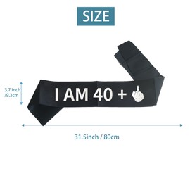 Joyiou “I AM 40+1” Sash, 41st Birthday Sash Funny Gifts Favors for Women Men, 41 Years Old Birthday Sash, 41st Birthday Party Supplies Decoration, Soft Black Sash with Silver Foil Lettering