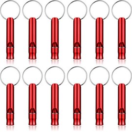 Weewooday 12 Pieces Emergency Whistle with Keychain Aluminum Whistle Hiking Camping Survival Aluminum Whistle Loud Sound Emergency Whistles for Camping Hiking Hunting Outdoors Sports (Red)