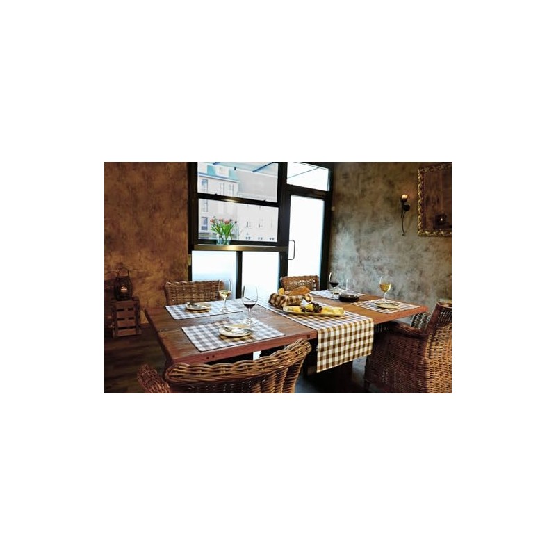 texpot Tablecloth 110 x 110 cm Brown/White Checked Cotton 2