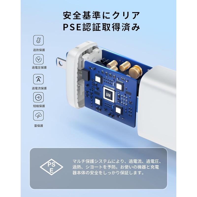 PD Charger, 65 W, USB Type-c Rapid Charger, Lightweight, Compact,
