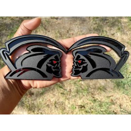 Badge Addictz Red Eye Reaper Emblem Badge Set Matte Black Custom New