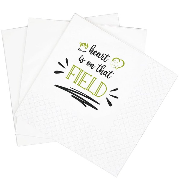 SharkBliss Funny Softball Quotes Cocktail Napkins, 100 Pack Heart Is