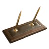 DACASSO Walnut & Leather Double Pen Holder - Luxury Pen