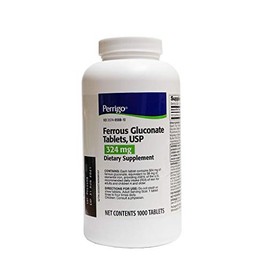 Ferrous Gluconate Tablet, 324mg, Green, 1000ct