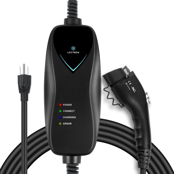Lectron Level 1 EV Charger - ETL Certified, 110V, 15 Amp, 16 ft Extension Cord & J1772 Cable - Portable Electric Car Charger for J1772 EVs with NEMA 5-15 Plug