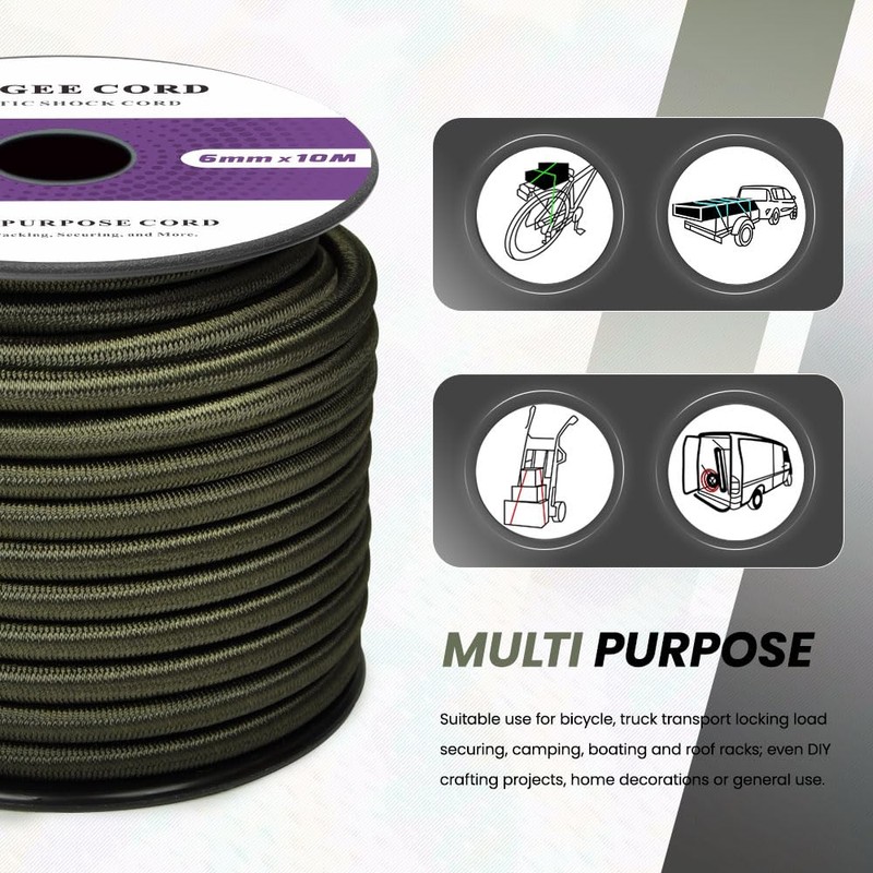 Abma Cord Bungee Cord 6mm 10M Elastic Shock Cord 100%