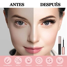 Shoonlo Pestañas Postizas Magneticas Naturales 3D 10 Pares, Set de Pestañas Postizas y Delineador Magnético Reutilizable- Pestañas de Iman Magnetico + Delineador para Pestañas Magnéticas + Pinzas