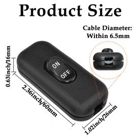 Aifeier ET Inline Cord Switch AC 250V 6A On/Off Lamp Control Appliance Switch Rocker for Appliance or Bedroom Table Lamp Desk, Black