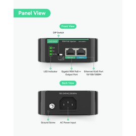 LINOVISION Gigabit 90W 802.3bt PoE Injector, Compatible with Standard and Legacy Non-Standard PD Device, PoE++ Injector for High Power Consumption PTZ Camera, VoIP Phone