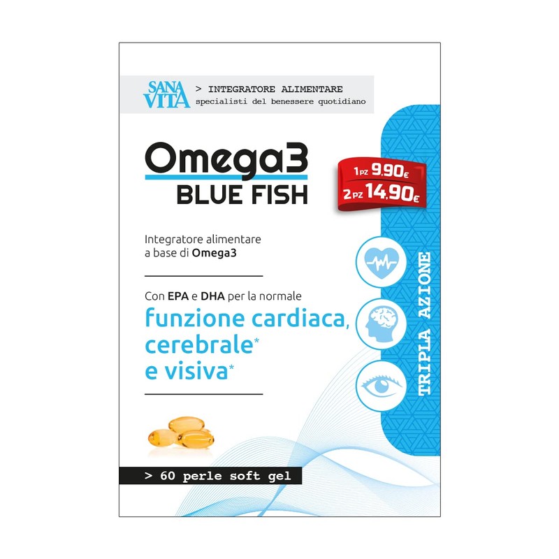 Sanavita Omega3 Bluefish Integratore Alimentare, 60 perle