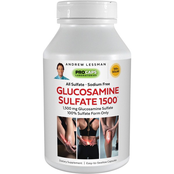 ANDREW LESSMAN Glucosamine Sulfate 1500-540 Capsules - 100% Sulfate Form, Research Established Ingredient and Levels for Support of Healthy Joint Tissue. Retains Elasticity and Healthy Structure