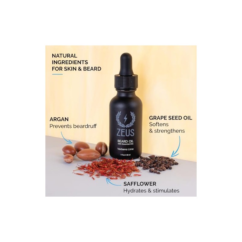 ZEUS Natural Beard Oil for Men with Essential Oils (Sandalwood)
