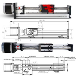 FUYU FSL40 Version 2.0 Linear Guide Rail Slide Ball Screw Motion Table CNC Linear Guide Stage Actuator Motorized Nema 23 Stepper Motor[350mm Stroke Work Size]