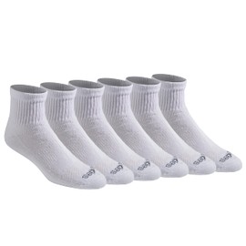 Dickies Men's Dri-Tech Moisture Control Quarter Socks, Available in M-XXL (6, 12, 18, Solid White (6 Pairs), X-Large