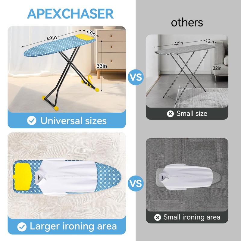 APEXCHASER Ironing Board with Iron Rest, Compact and Space Saver