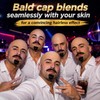 24 Pcs Bald Cap with Mustache Bald Wig Cap Halloween