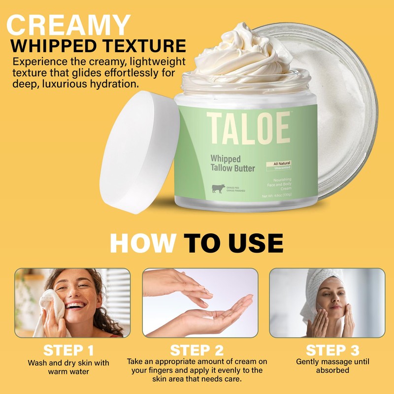 100% Organic Grass Fed Beef Tallow for Skin Care -