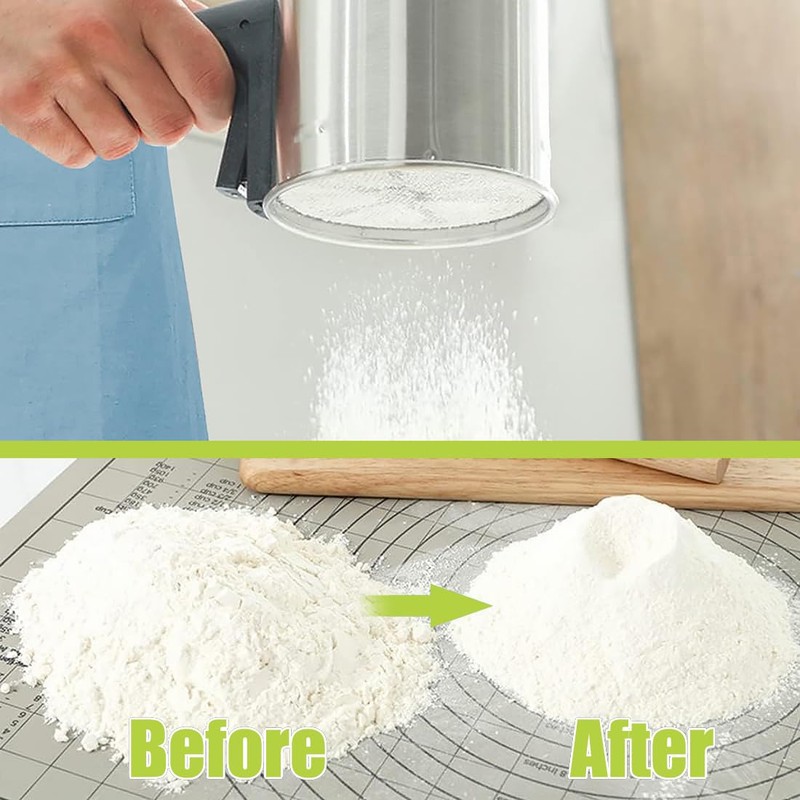 Flour Sifter for Baking,Thickened Premium Stainless Steel Flour Sifter with