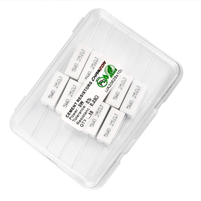 Chanzon Pack of 10 5W Cement Resistor 0.25Ω Ohm ±5%