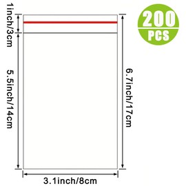 LonlyEagle 200 Pcs 3"x5" Self Sealing Cellophane Bags，Clear Cellophane Cello Bags，Fit 3"x5" Inch Cards Photos，Envelopes Candy，Self Adhesive for Packaging Gifts,Cookies