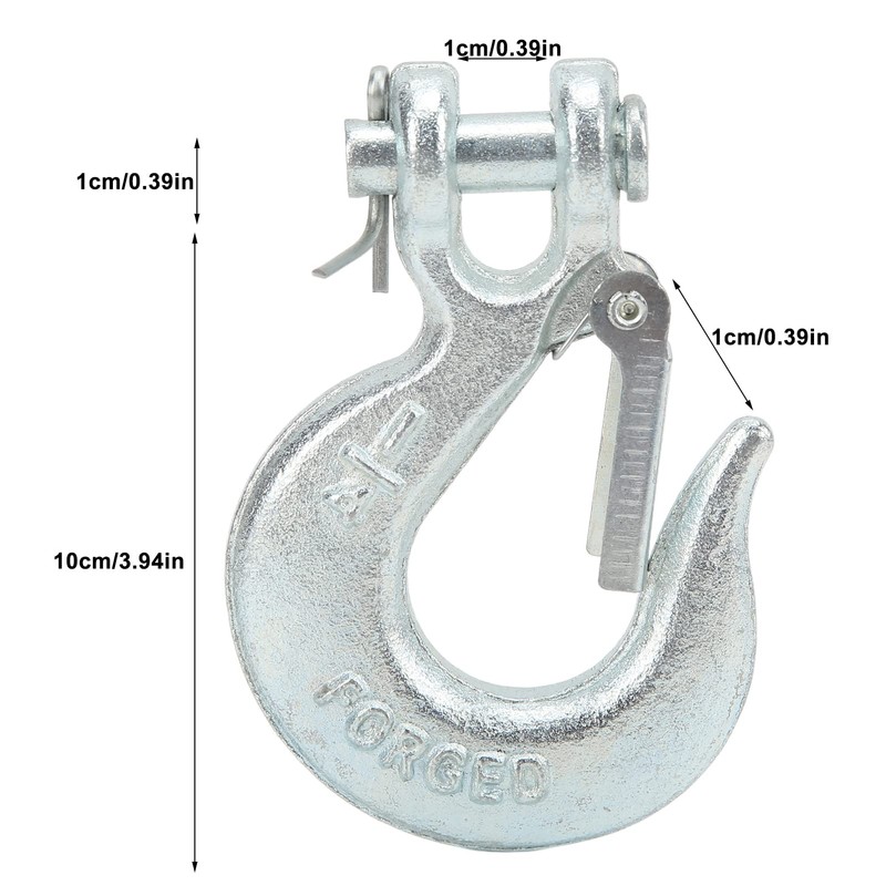 Clevis Hook, 1/4 Inch Fork Head Slip Hook with Safety