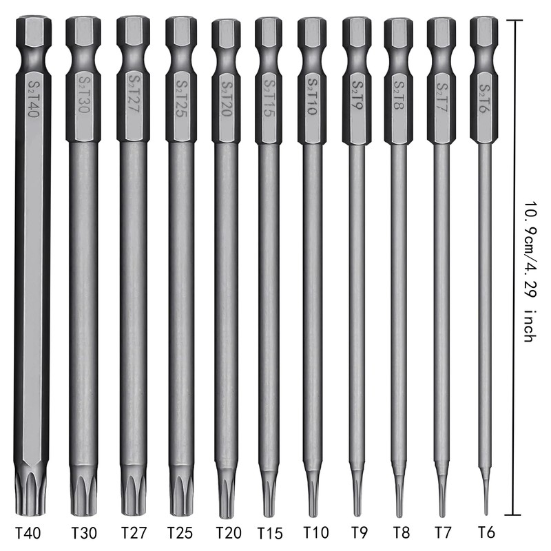 Torx Long Screwdriver Bit Set 1/4 Inch Magnetic Star Head