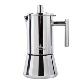 LAOION Stovetop Espresso Maker, 4Cup 6.8 oz Moka Pot, Stainless Steel Cuban and Italian Coffee Maker for Cafetera Cubana, Greca De Cafe Induction Stovetop Compatible, Coffee Gift for Home Travel
