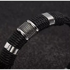 Dtup Pulsera Para Hombre Piel Cuero Genuino Broche Magnético