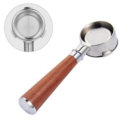 SSSKAAFEIS 54mm Espresso Bottomless Portafilter with 3 Ear | Fits 54mm Breville/Sage Barista Espresso Machine | Stainless Steel Basket and Walnut Handle (Walnut, 54mm Fits Breville)