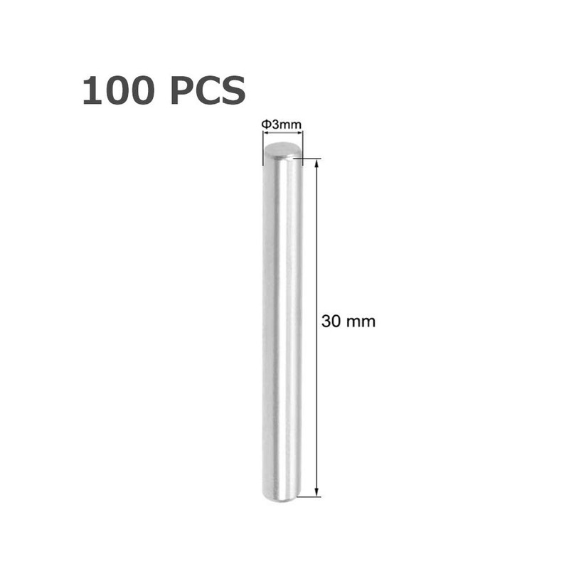 Yesallwas 100Pcs 3mm x 30mm Dowel Pin, Stainless Steel Shelf