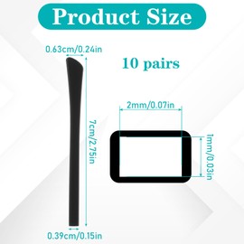 Aphumedc Anti-Slip Silicone Eyeglass End Tips 10 Pairs Eyeglasses Replacement Temples Glasses Ear Cushion Sock Pieces Tube Eyewear Comfort Replacement Tips for Flat Thin Metal Eyeglass Legs - Black