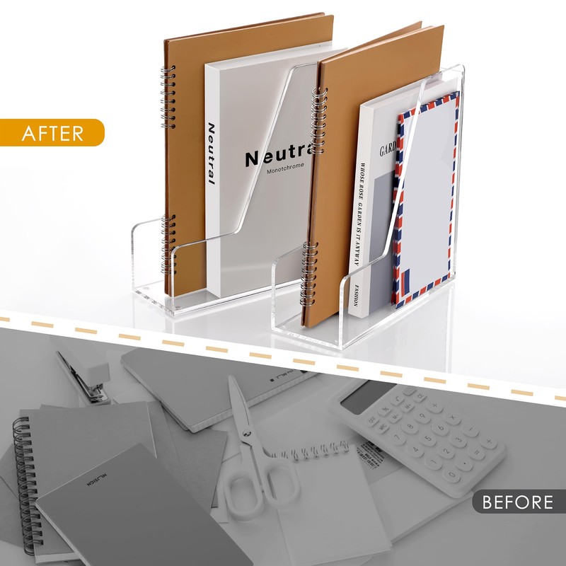 SANRUI 2-Pack Acrylic Magazine File Holder Desk Organizer Magazine Rack,