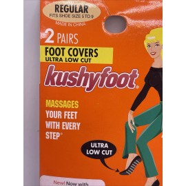 Kushyfoot 2 Pair Ultra Low Cut Black Foot Covers One Size New