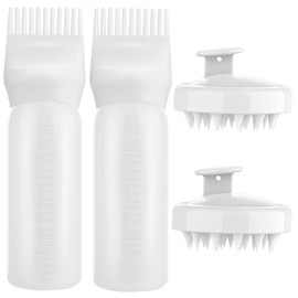 4Pcs Root Comb Applicator Bottle Hair Oil Dye Applicator with Graduated Scale for Precise Application Ideal for Hair Coloring and Scalp Treatment (White)