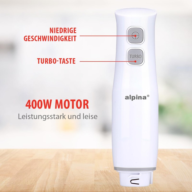 alpina Hand Blender - Purée Stick 400W - Hand Blender