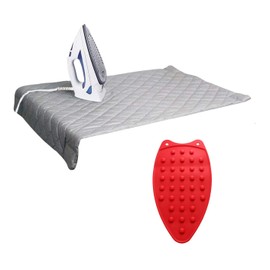 Dependable Industries Inc. Essentials Ironing Board Pad to Use Anywhere Quilted Magnetic Corners Iron Anywhere Travel Home with Silicone Heat Resistant Iron Rest Pad (Red)
