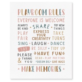ETVISO Playroom Decor, Kids Nursery Decor, Playroom Rules Canvas Wall Art Prints, Educational Motivational Affirmations Prints Decor for Boys Girls Toy Room Kids Room, 8x10 (Unframed)