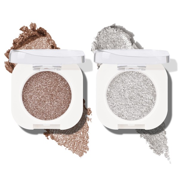 KYDA 2 Colors Single Glitter Eyeshadow, Champagne Pearl Glow and