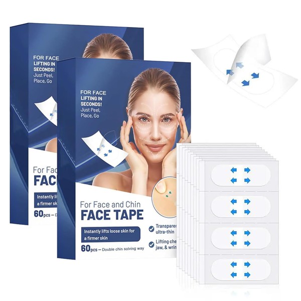 Bettinay 120 PCS Face Lift Tape Invisible, Waterproof Lifting Sticker