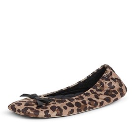 Dearfoams womens Layla Ballerina Slipper, Leopard, Large US