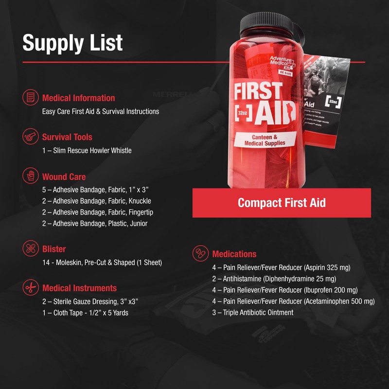 Adventure Medical Kits 32 oz Canteen and First Aid Kit