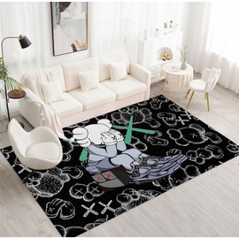 Hypebeast Area Rug Cartoon Character Pattern Rug 3D Digital Print Carpet Cool Hypebeast Room Decor Rugs Modern Graffiti Art Pop Rug for Living Room Bedroom Playroom Entrance Non-Slip Floor Mat 5' x 7'