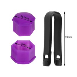 QitinDasen Pack of 20 21 mm Car Wheel Nut Covers, Universal Tyre Nut Caps, Hexagonal Car Hub Screw Cover with Removal Tool (Purple)