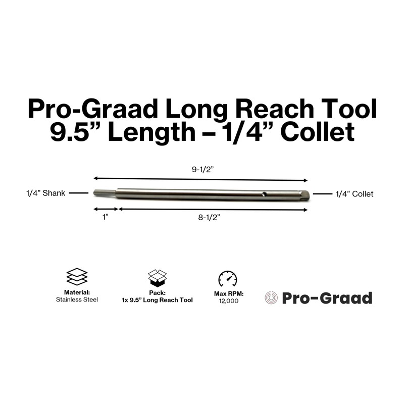 Pro-Graad 9.5" Long Reach Heavy Duty 1/4" Collet Extension Tool