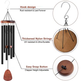 Lilymeche Concept - Campanas de viento conmemorativas, color negro, 28 pulgadas, regalo único de simpatía, regalos conmemorativos para la pérdida de madre/padre. Regalos funerarios de recuerdo de condolencia por duelo en memoria de seres queridos.