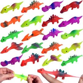 Shyflpopo Slingshot Dinosaur Finger Toys Party Favors Kids Gifts Christmas Stocking Stuffers Bulk Sticky Squishy Dinosaurs Fidget Toys for Kids(20 Pcs)