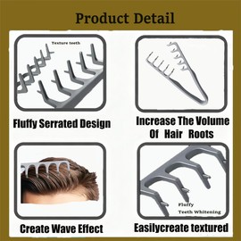 Texture Comb, 2025 Upgrade Voluminous Wide-Toothed Hair Comb, Men's Volumizing Texture Comb, Maximum Root Lift Tool, ABS Plastic Non-Slip