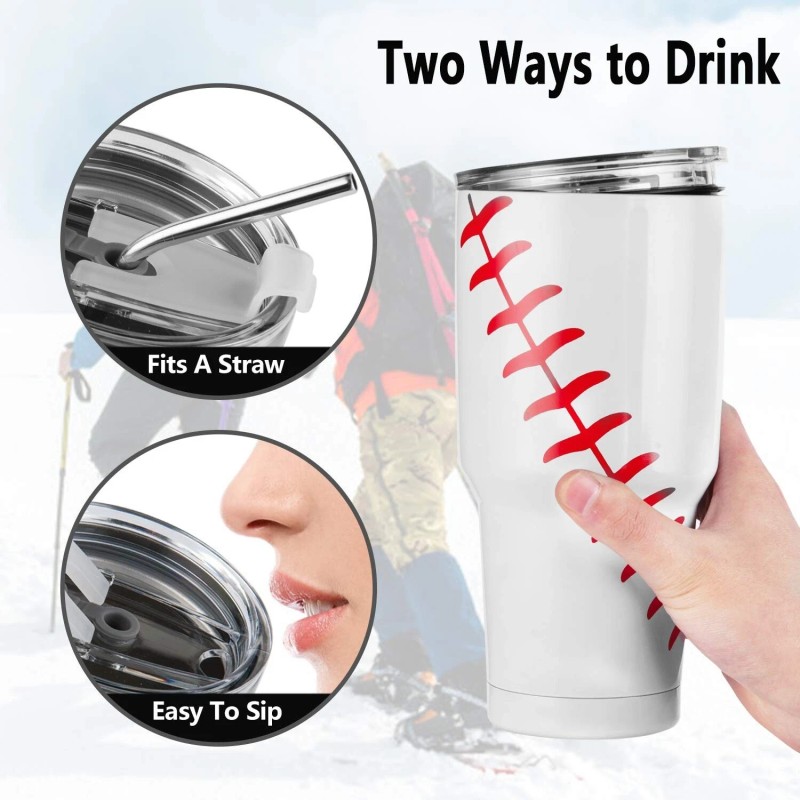 Joyclub 30oz Baseball Tumbler Stainless Steel Double Wall Vacuum Insulated