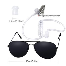 Twdrer 2-Piece Spy Agent Costume Set with Earpiece & Sunglasses, Secret Service Security Guard Accessories for Men Women Kids, Halloween Cosplay Party